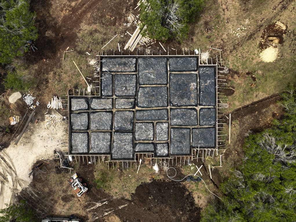 Foundation beam layout for a custom home in Dripping Springs